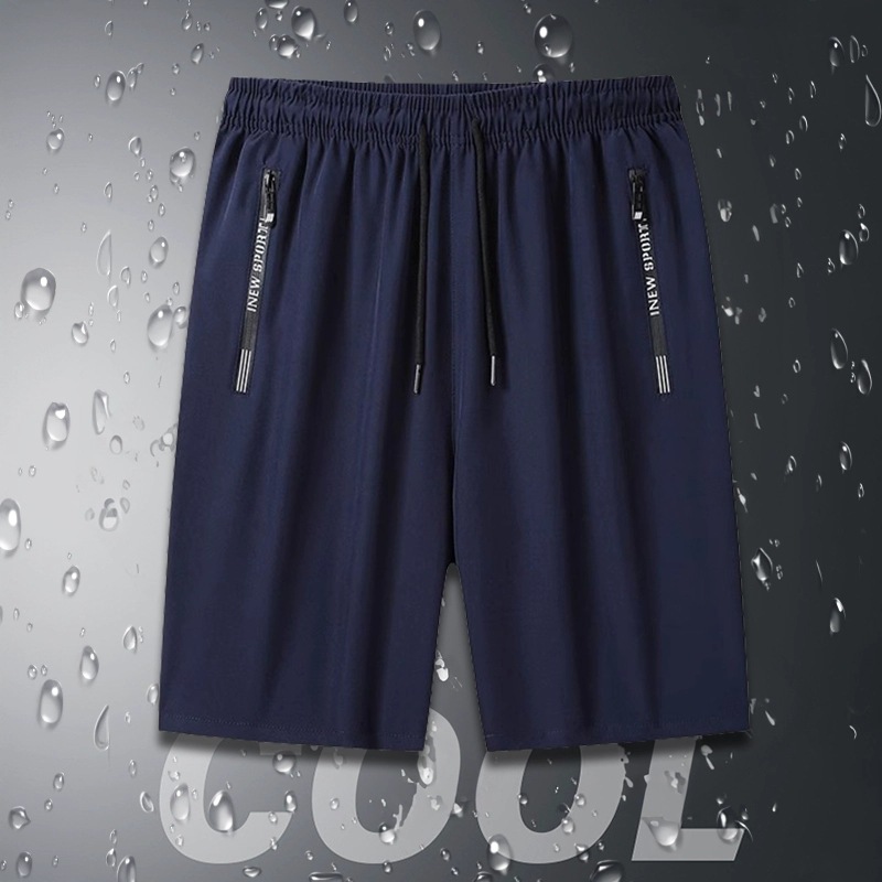 Camisas, menos ropa, pantalones cortos de seda de hielo, pantalones de cinco puntos casuales de secado rápido de gran tamaño para hombres, nueva tendencia