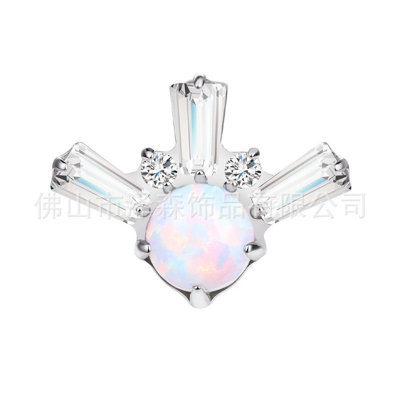Silver pointed spike labret stud material detail