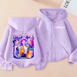 跨境儿童拉链连帽衫卡通女孩时尚童装秋季卫衣现货批发跨境直供