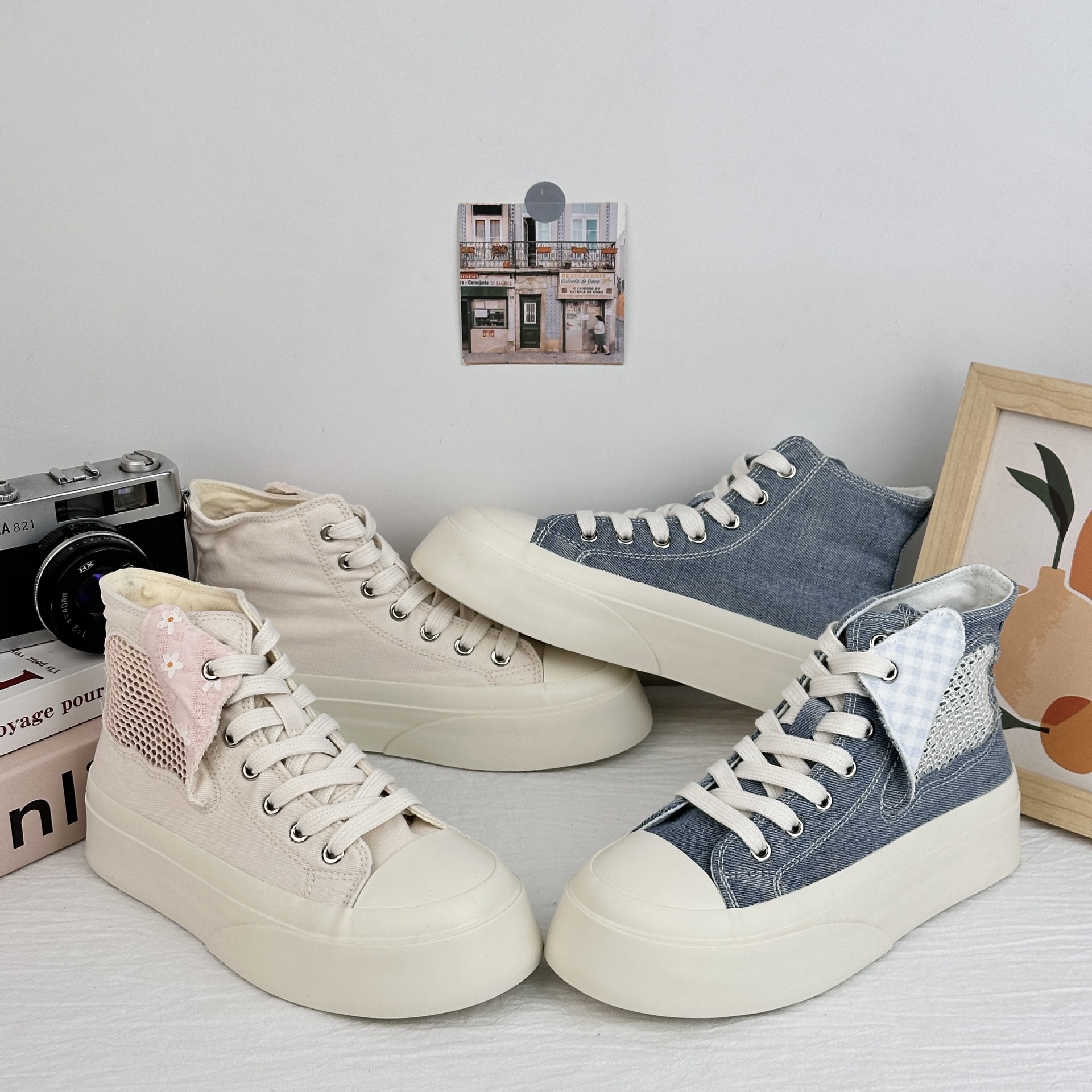 Yuanbo coreano nicho de diseño de zapatos de lona de verano de 2025 zapatos de skate casuales de moda para mujeres con suela gruesa image 1