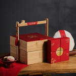 实木月饼咸鸭蛋收纳盒创意手提烘焙礼品包装木盒双层伴手礼收纳盒