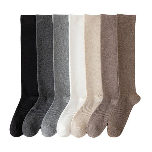 Pressure slimming calf socks for women in spring and autumn Japanese style jk solid color stockings autumn and winter beautiful legs and knee-length white long socks