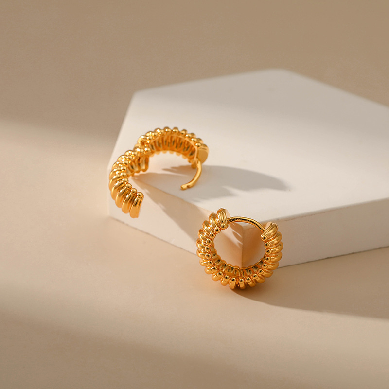 10g Weight 18K Gold Plated Plating Material Earrings Classification 1 Pair Basic Retro Geometric Plating Copper 18k Gold Plated Earrings