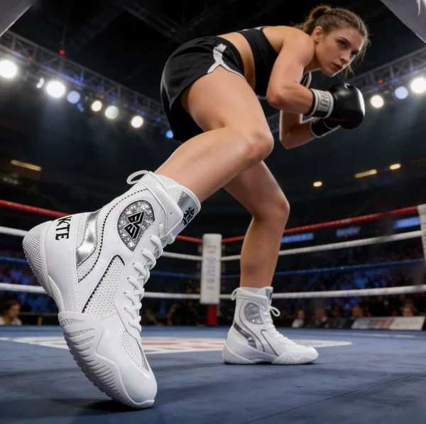 Professional Boxing Training Shoes, High-Top, Comfortable, for Martial Arts and Fitness, Men's Indoor Sparring and Fighting-Specific Sports Shoes
