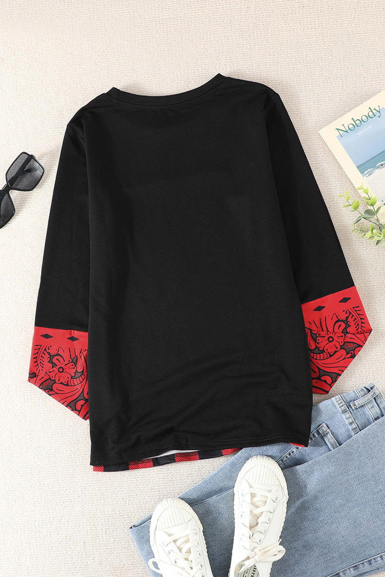 print long-sleeved round neck T-shirt nihaostyles wholesale clothing NSQSY87020