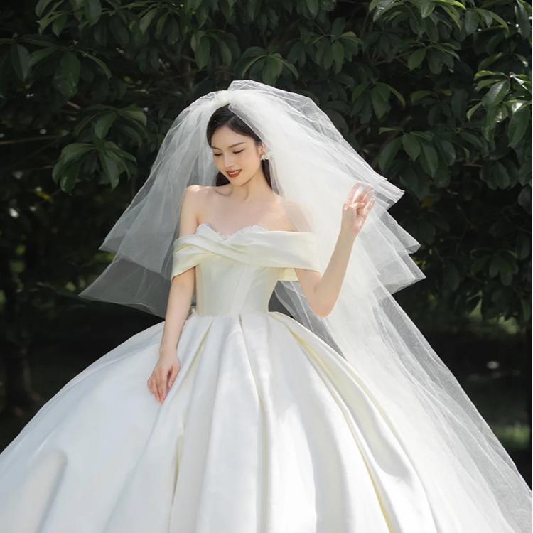 Veil Organza Clear and Simple Three-Layer Bridal Wedding Style Photo Shoot Headdress Fluffy Yarn Wholesale Veil Organza Clear and Simple Three-Layer Bridal Wedding Style Photo Shoot Headdress Fluffy Yarn Wholesale