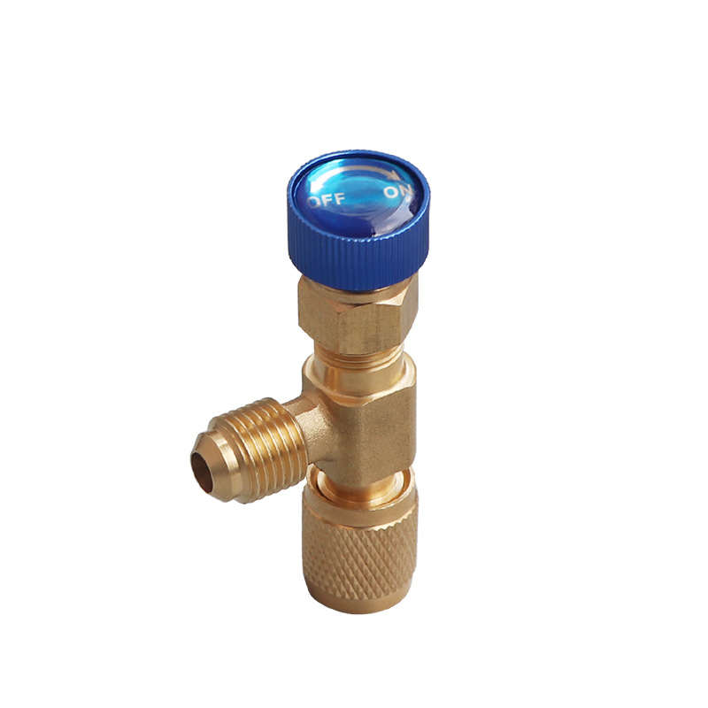 Interruptor de válvula de seguridad de tubería de líquido de fluoruro de aire acondicionado R22R410A conector de conversión de frecuencia válvula de líquido de nieve