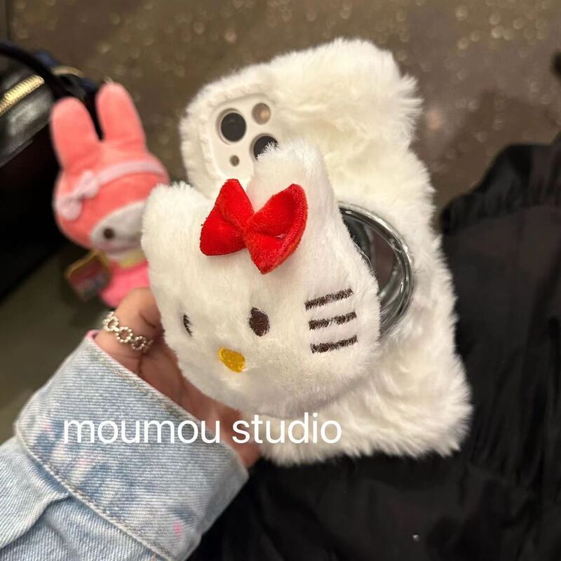 Kt Cat Makeup Mirror Apple 16Pro Mobile Phone Case 15 Autumn and Winter Iphone14Pro Internet Celebrity 13/12 All-Inclusive 11/XS