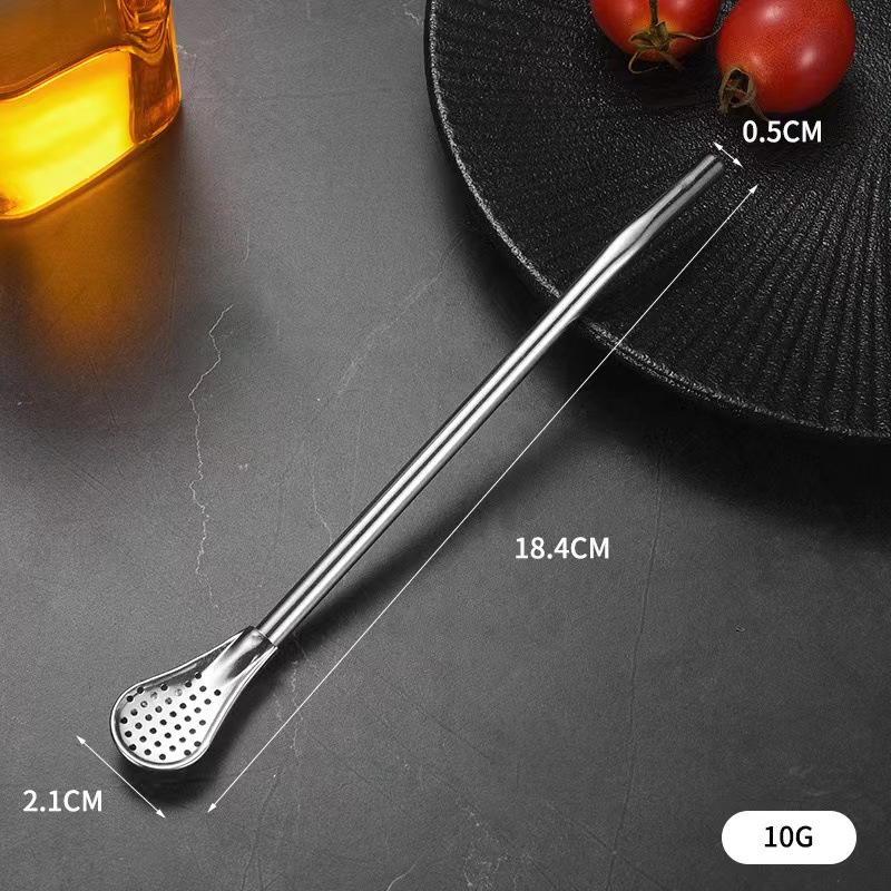 Strohhalm und Sieb aus Edelstahl 304 – kreativer Doppelverwendungs-Filter für Mate, Saft, Getränke und Kaffee – Rührlöffel_voghion.com