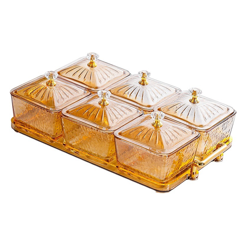 INS Luz de lujo vidrio dividido plato de fruta snack caramelo fruta seca snack placa sala de estar hogar comercial KTV DE ALTO aspecto