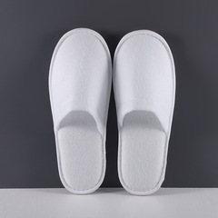 Wholesale hotel inn guesthouse disposable gray textured plush textured slippers with 5MM anti-slip soles