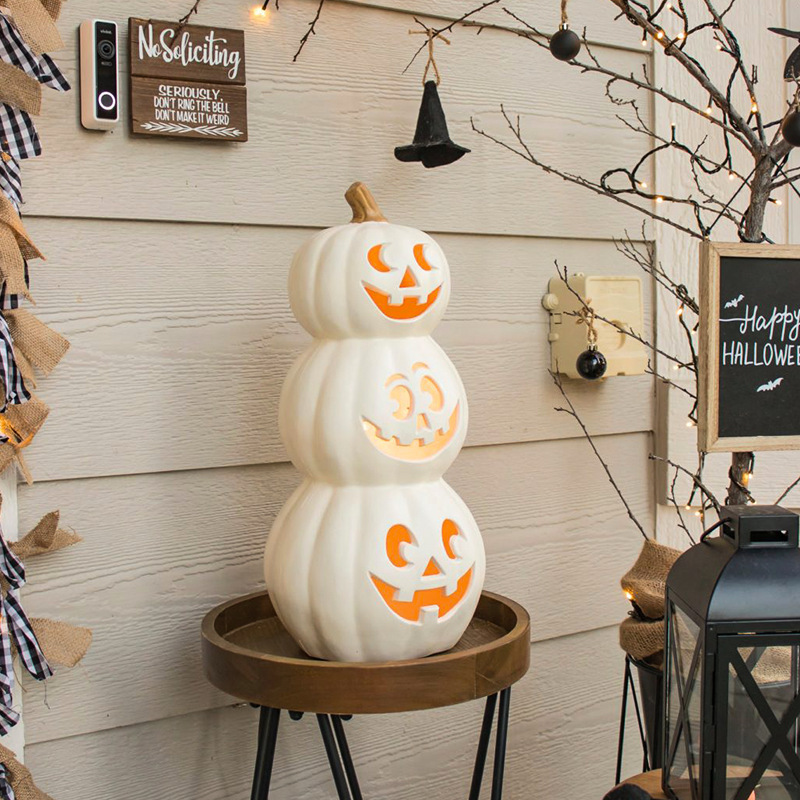 新しいハロウィンのゴーストフェイスパンプキンランプ、INS風のクリエイティブな発光装飾、屋内外のシーンを飾る小道具|undefined