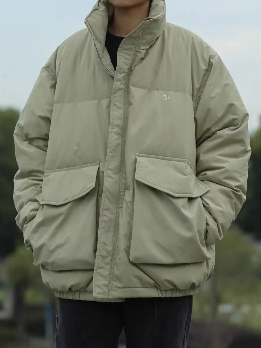 Men's keep warm three dimensional winter retro down jacket, loose fit, increased thickness