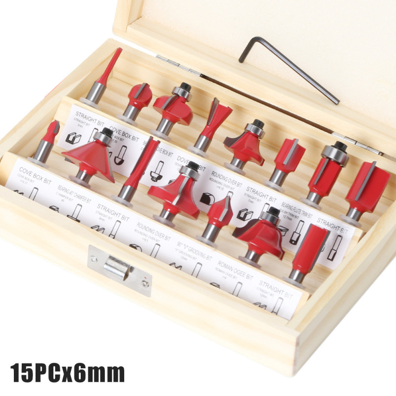 15 個セット 1/4 ハンドル 1/2 ハンドル 8 ハンドル 6 ハンドル木工フライスカッターセットトリミングマシン 12 個セット木工スロッティングフライスカッター|undefined