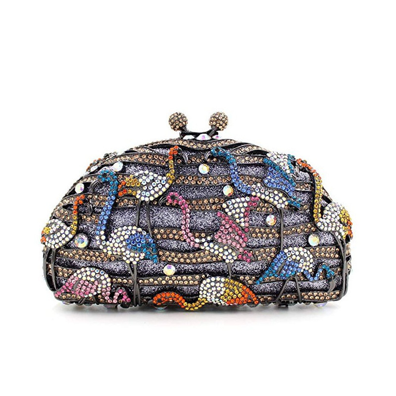 Selección estricta BL107 azul lago flamenco bolso de diamante banquete lleno de diamantes bolso de diamantes de mano PURSE gris