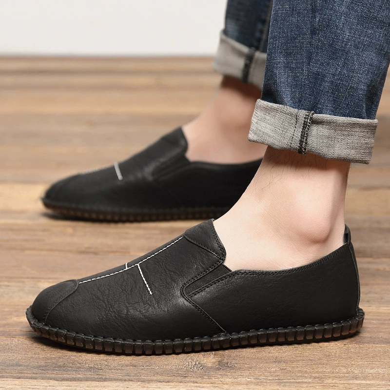 Men's fashionable shoes for leather shoes English style for leisure, 2024 years, trend of season, genuine leather, soft sole