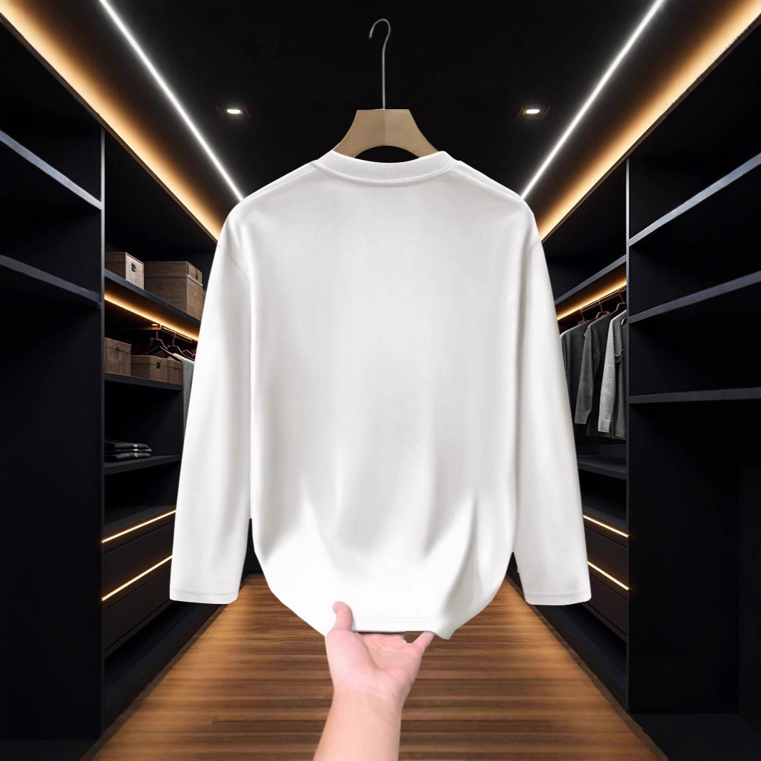Men's Early Autumn Long Sleeve T-Shirt Heavyweight Pure Cotton Winter Inner Layer Loose Fit Trendy Printed Base Layer Top_voghion.com