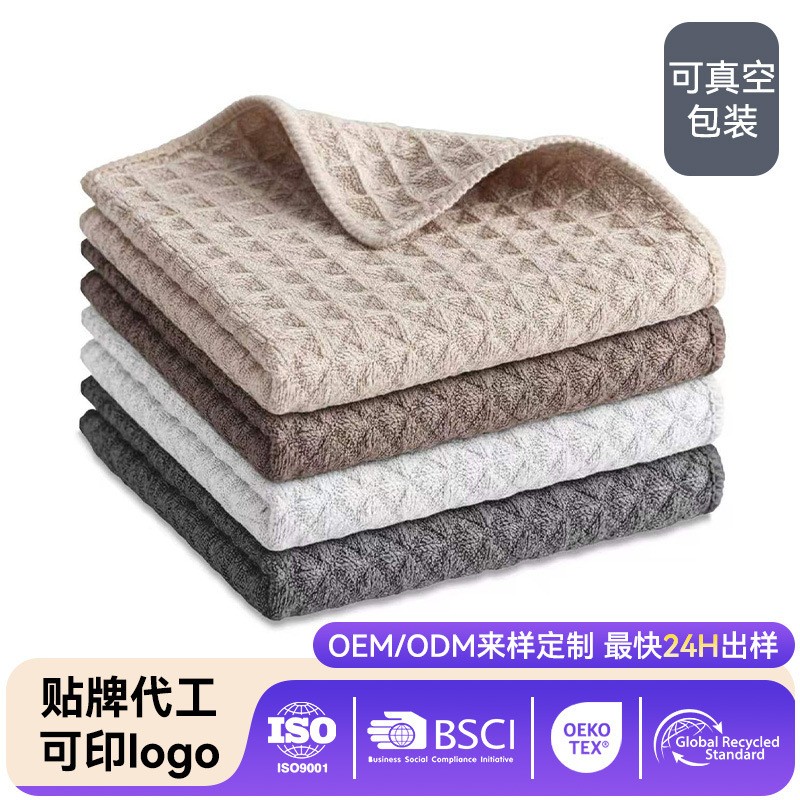 Large Waffle Kitchen Cloth, Multifunctional Large Checkered Barista Towel, Absorbent Thick Dishcloth