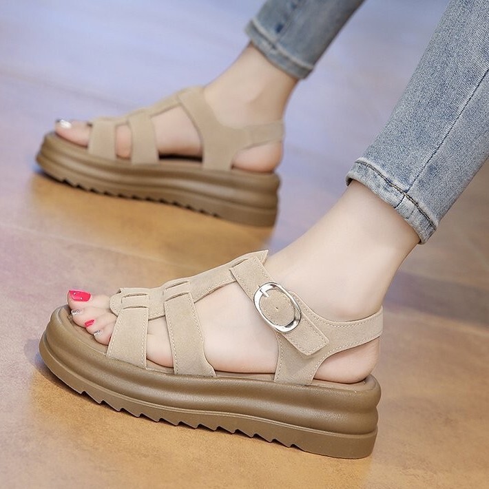 Thick-Soled Birkenstock Sandals for Women, Summer 2026 New Model, Super Popular, Suitable for Wearing with Skirts, Comfortable Flat Roman Shoes, Non-Slip Thick-Soled Birkenstock Sandals for Women, Summer 2026 New Model, Super Popular, Suitable for Wearing with Skirts, Comfortable Flat Roman Shoes, Non-Slip