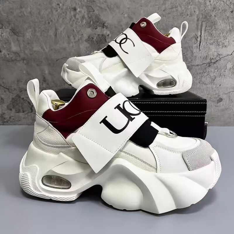 European trendy brand thick-soled dad shoes 2026 spring/autumn new model air-cushioned slip-on men's shoes height-increasing sports casual shoes