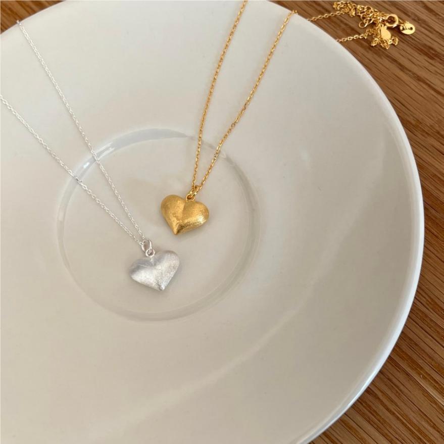 12g Weight Pendant Necklace Classification 1 Pair Quantity Daily Occasion 925 Sterling Silver Material Heart Shape Pattern Women'S Gender Simple Style Style 925 Sterling Silver Heart Shape Pendant Necklace 8