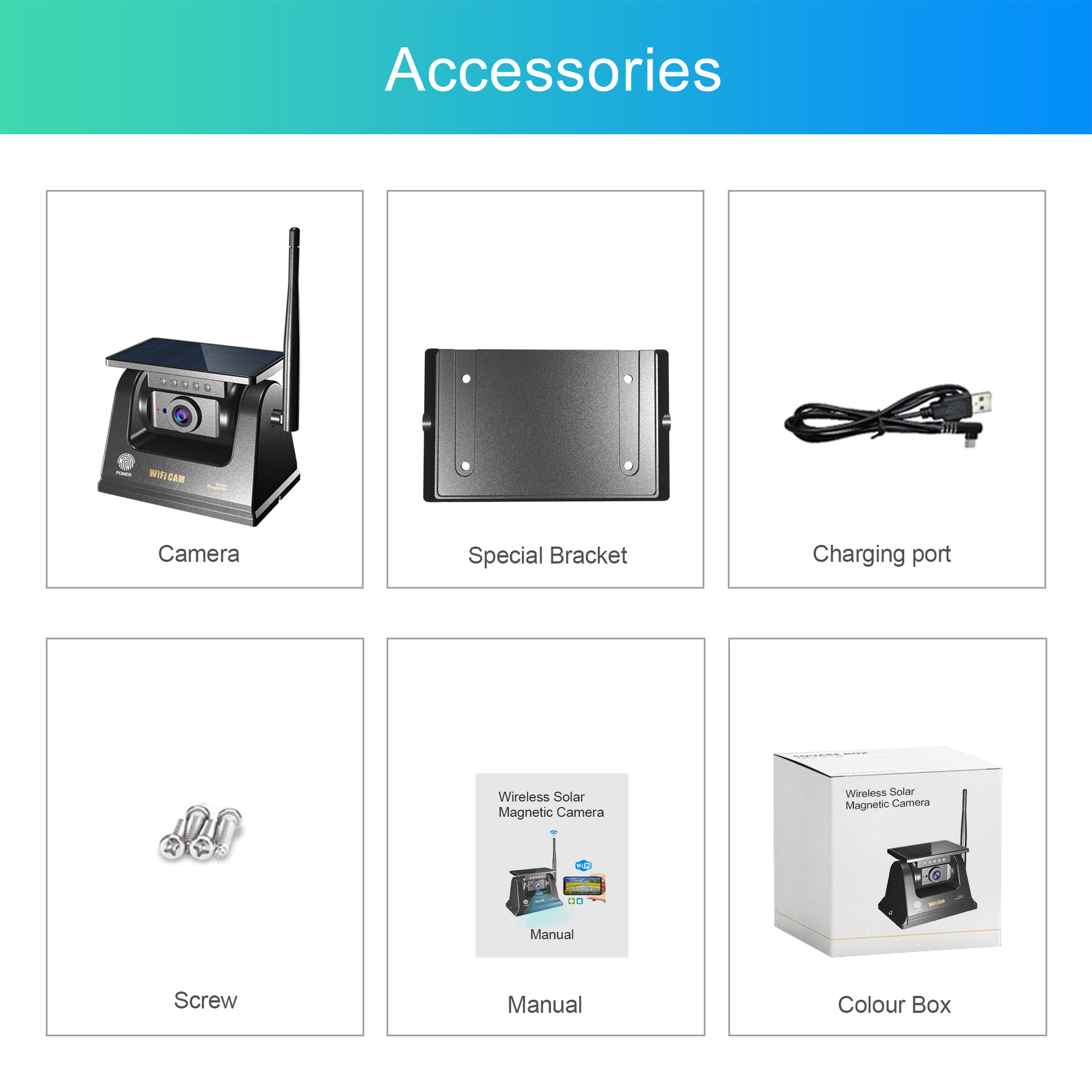 Cross-Border Trailer Waterproof Magnetic Reversing High-Definition 1080/720P Solar Wireless Wifi Car Camera