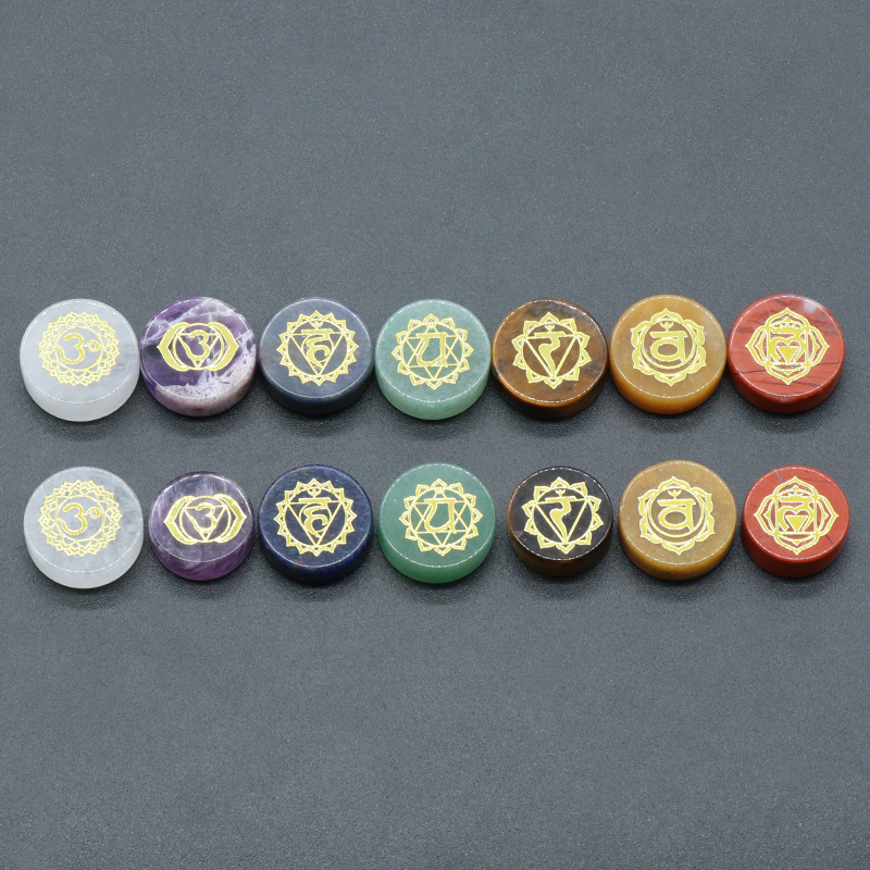 1493-天然水晶七色石円片記号金ヨガ石7個袋入りwishアマゾンクロスボーダー熱売|undefined