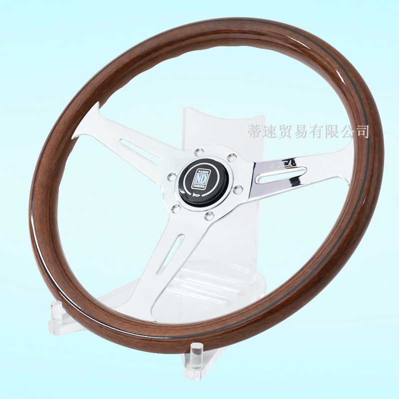 Cross-Border Hot-Selling Nardi Modified 14-Inch 350mm Peach Wood Color Steering Wheel Electroplated Bracket Universal Hole Spacing 74mm