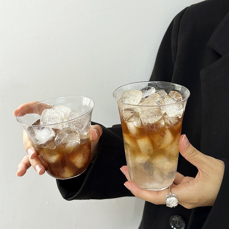 Ins-Style Wide-Mouth Iced American Latte Coffee Cup, Simple Tea Cup, Cocktail Cup, Transparent Glass Cup, Cold Drink Cup Ins-Style Wide-Mouth Iced American Latte Coffee Cup, Simple Tea Cup, Cocktail Cup, Transparent Glass Cup, Cold Drink Cup