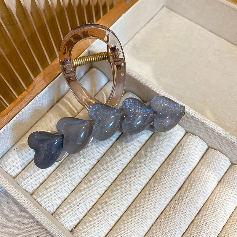 Carpeta de agarre de palabra redonda de color café, clip de tiburón de pelo de disco de alta gama retro, personalidad simple y de moda, nueva horquilla, accesorios para el cabello