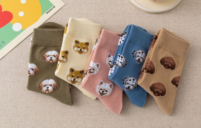 45g Weight A Pair Elegant Cute Lady Unisex Animal Dog Cotton Ankle Socks