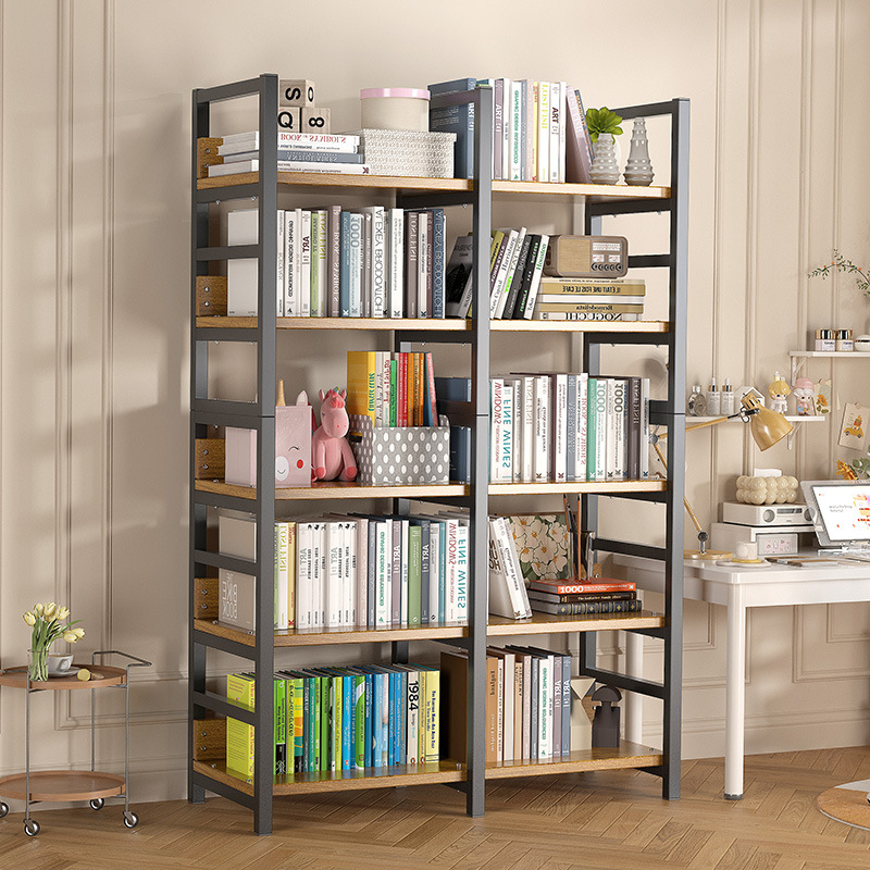 Bookshelf Storage Rack Floor-Standing Household Living Room Multi-Layer Storage Iron Bookcase Small Modern Simple Storage Rack