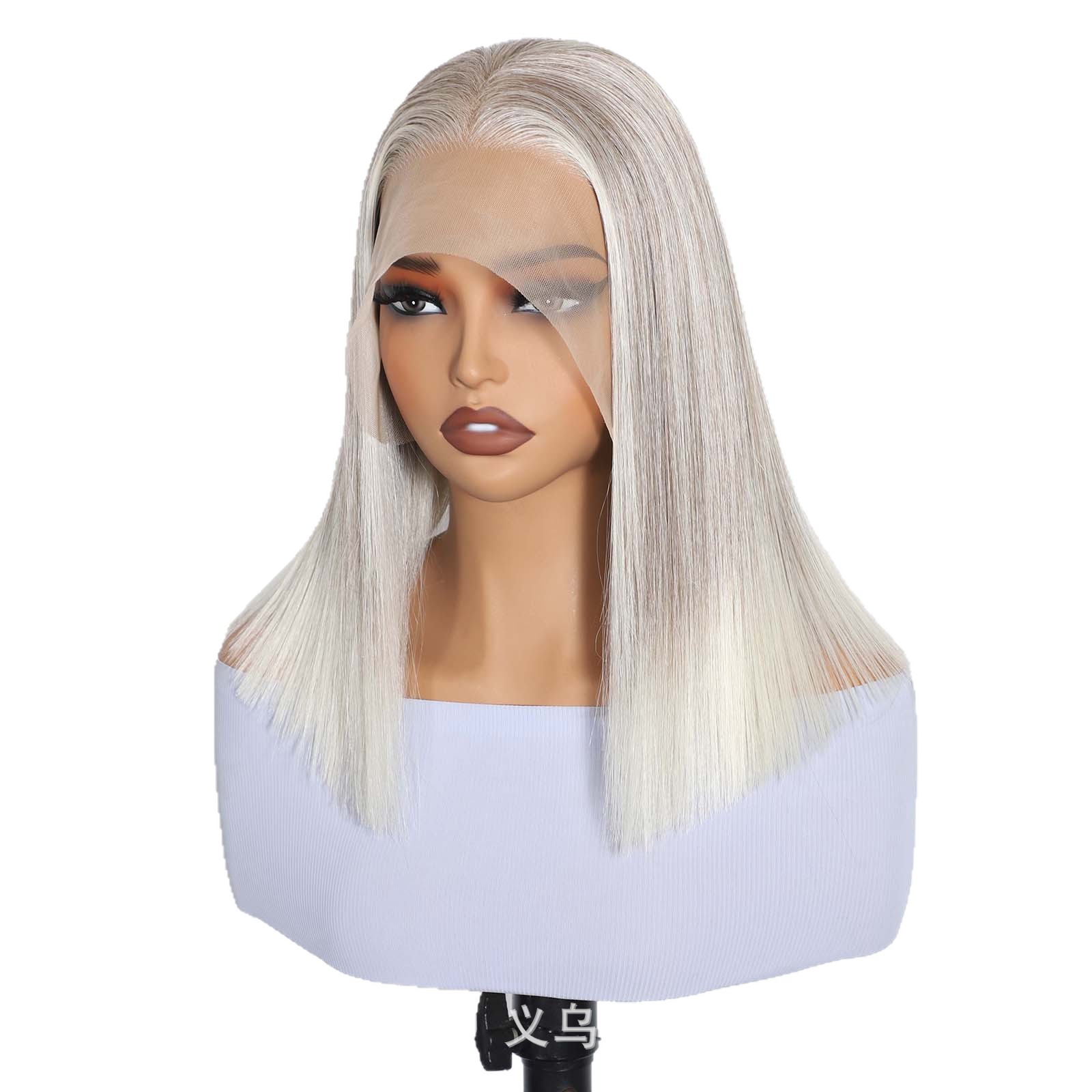 Ventas transfronterizas calientes europeas y estadounidenses 13 * 6 gran área de pelucas de encaje para mujeres hombro largo cabello recto fábrica de fibra química en stock