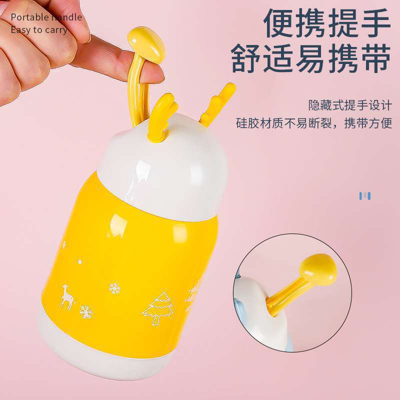 創意鹿角兒童水杯可愛卡通玻璃杯禮品聖誕禮物開業廣告杯子