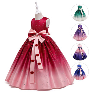 flower girls birthday party princess dress for girls kids red blue pink gradient singers host piano stage performance dresses for kids girl model show photos shooting dress