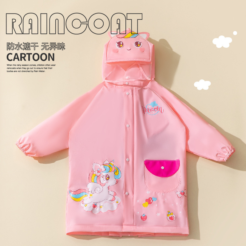 Children's raincoat girls' unicorn baby kindergarten medium and large children's soft rain boots suit four-year-old cute coat