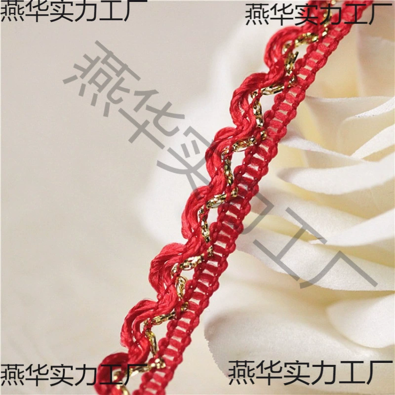 Клиняные аксессуары Ткани лоскутное шитье DIY ручной работы ткани одежда обшивка красные волны инкрустированные золотом шириной 1CM