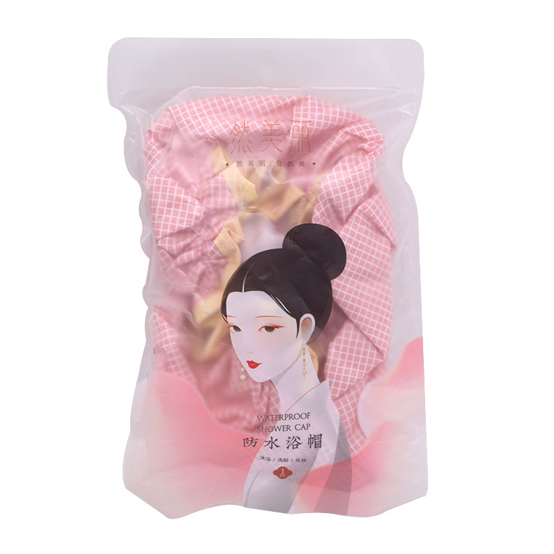 Gorro de ducha impermeable impresión esmerilado tapa de ducha transparente embalaje independiente único
