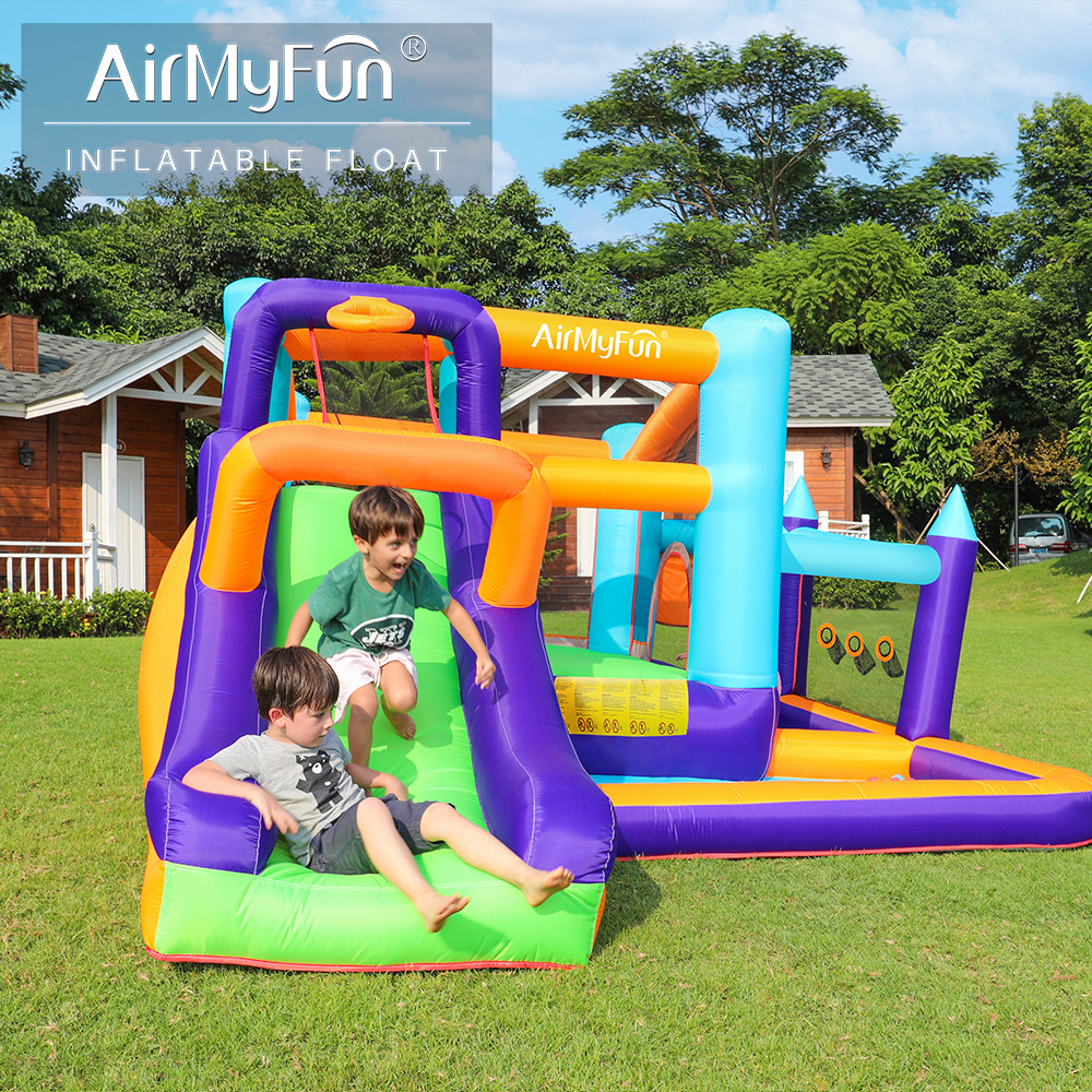 AMF | Castillo inflable para el hogar, trampolín inflable con tobogán pequeño para niños, castillo de juegos para fiestas en interiores y exteriores