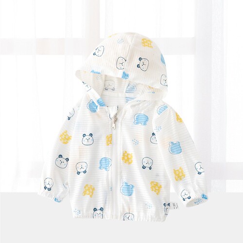 Children's sun protection clothing, baby sun protection clothing, baby summer thin air-conditioned shirt for boys and girls, breathable cotton jacket, summer clothing