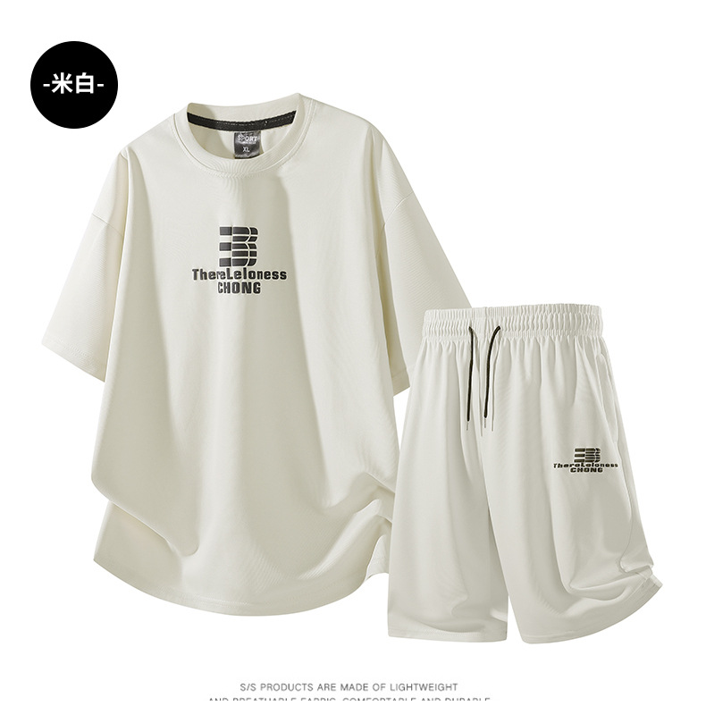 New cross-border European size printed casual suit, soft and comfortable sports suit with pockets and zipper, loose casual men's suit