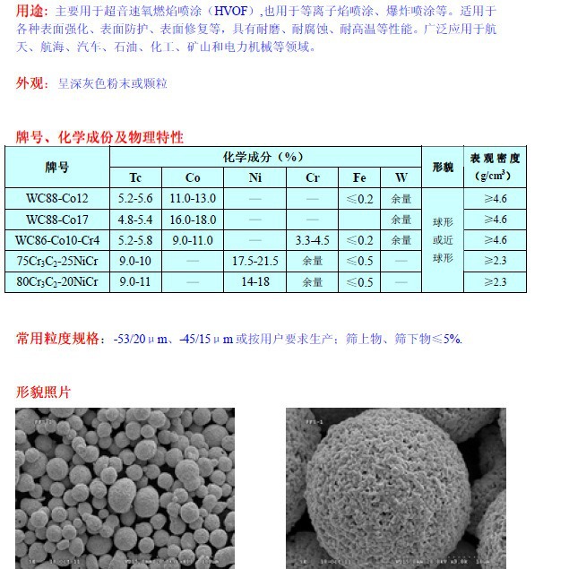 硬质合金等离子高温喷涂粉