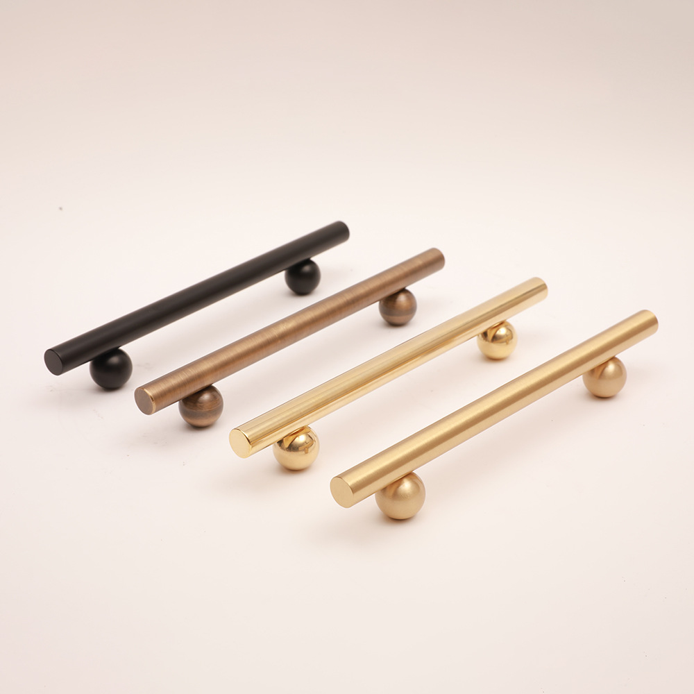 Brass Solid Cabinet Door Modern Minimalist Cabinet Door Handle Drawer Wardrobe Door Nordic Minimalist Golden Long Handle