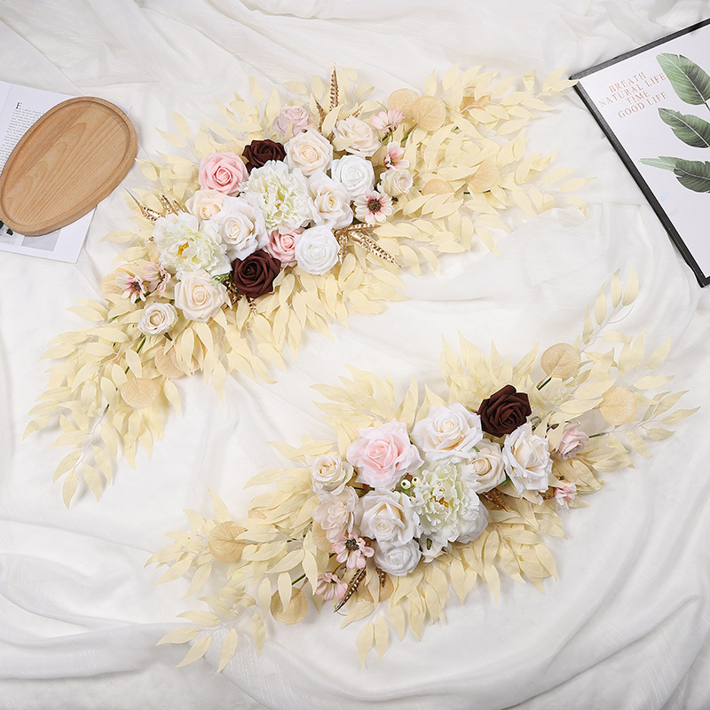 婚禮拱門花創意仿真花四件套牌花指示牌迎賓牌花布置花藝廠家供貨