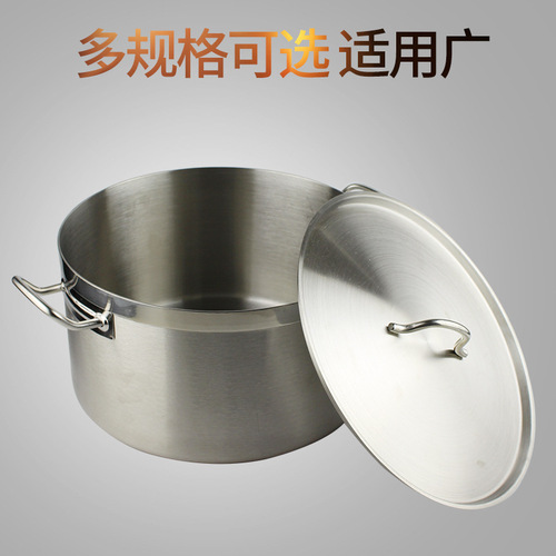 BB4C wholesale stainless steel pot commercial induction cooker soup pot double bottom short pot hot pot thickened bottom large capacity