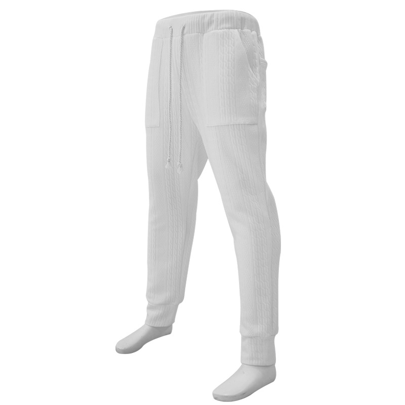Men's Jacquard Jogger Pants, Casual Trousers With Drawstring_voghion.com
