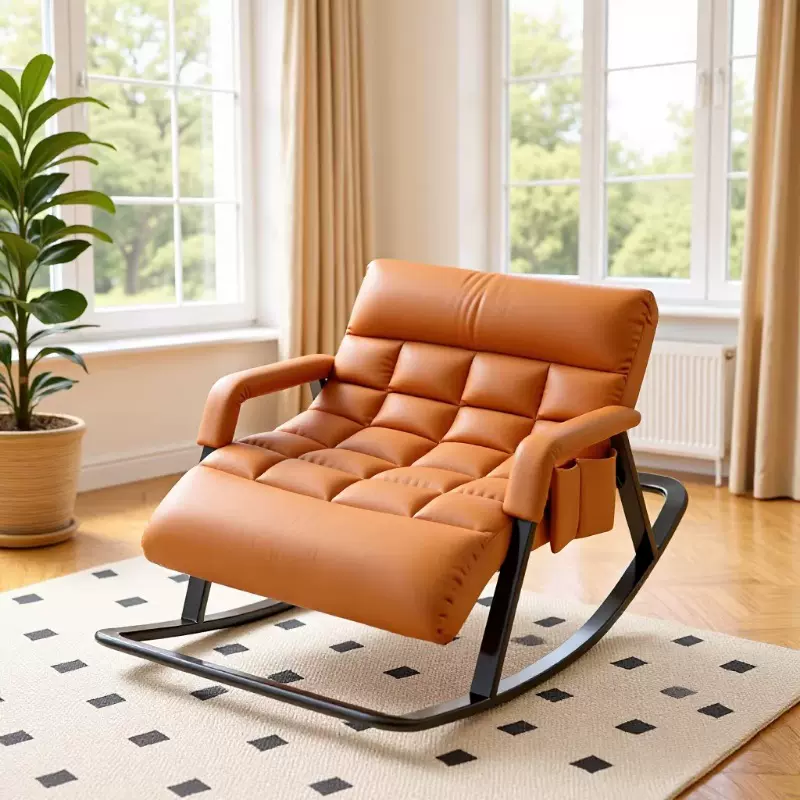 北欧双人摇摇椅家用阳台休闲躺椅大人可躺可睡摇椅懒人沙发逍遥椅