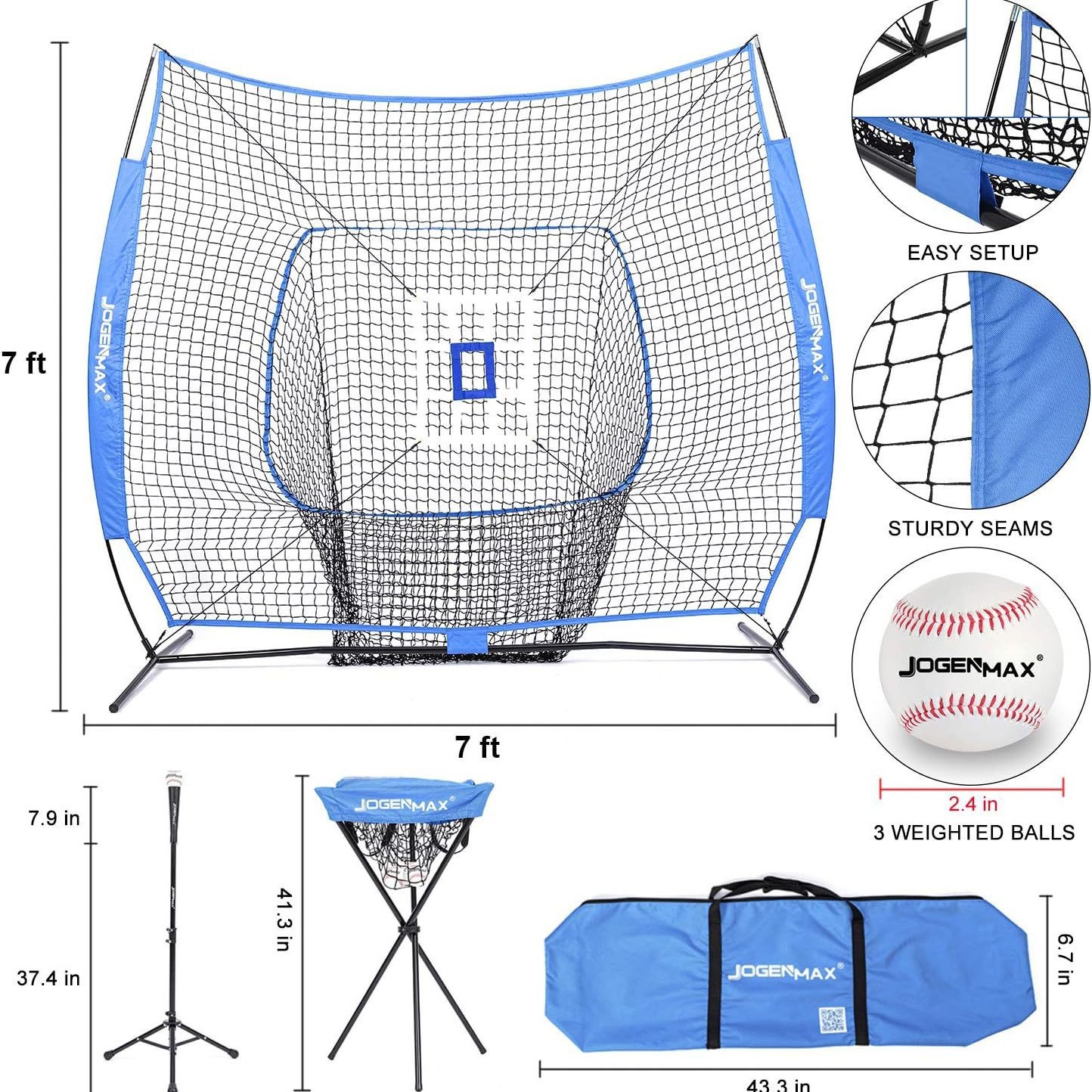 Red de entrenamiento de béisbol de Amazon Red de práctica de ataque Red de bloqueo al aire libre Red de softbol Red de rebote de ataque de 7x7 pies