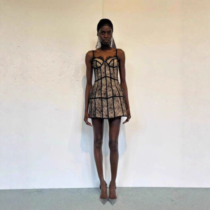 High-Quality European and American Evening Dress Fishbone Lace Tube Top Dress Tik Tok Hot Sexy A-Line Skirt Short Skirt for Women