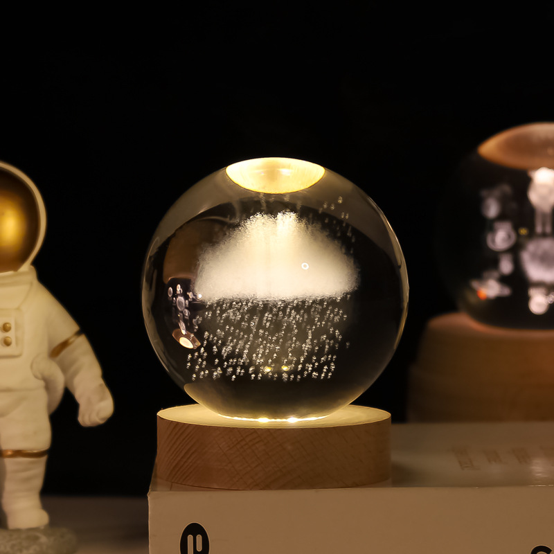 Lámpara Nocturna de Bola de Cristal 3D de Cristal Blanco, Grabado 3D e Iluminación LED, para Decoración y Regalo de Cumpleaños image 19